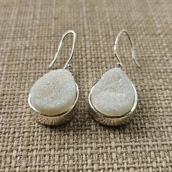 Women Earrings Fashion Earrings Pure Silver Plated Drusy Quartz Ear Jewelry - Picture 11 of 13